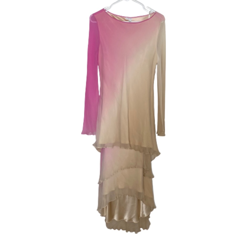RARE Melinda Eng 100% Silk Two Piece Ombre Dress